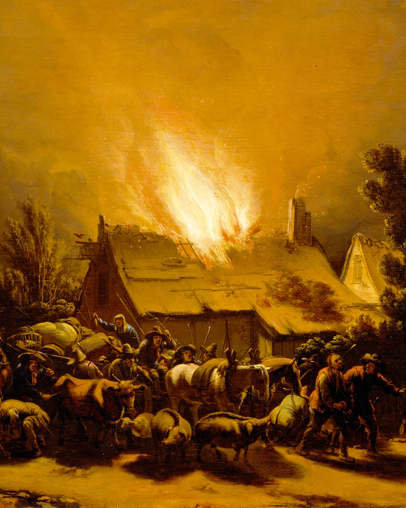Peasants Fleeing a Burning Barn