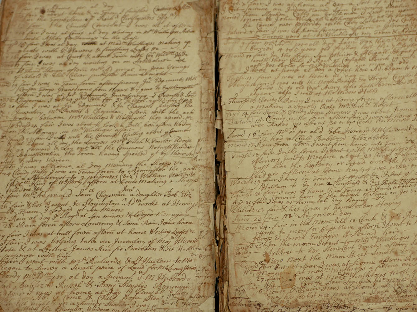 A page of the Joshua Hempted diary