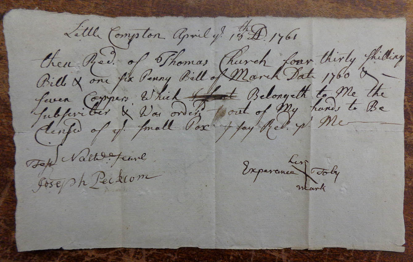 Receipt bearing Elizabeth Tobe's mark