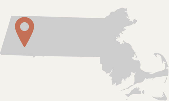 Map image of Massachusetts with Hudson Valley marker